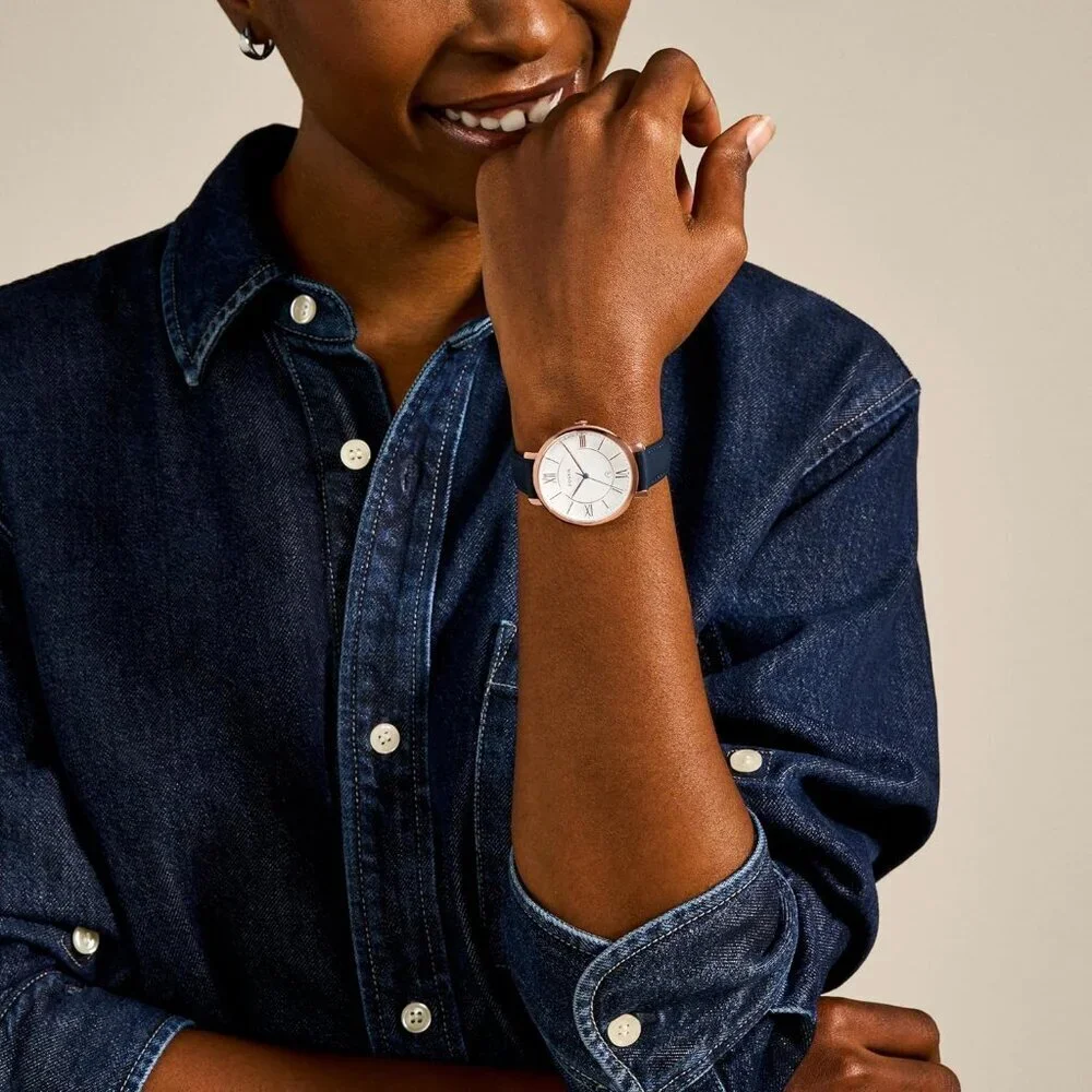 Women's Blue Jacqueline Quartz Stainless Steel Three Hand Bracelet Watch